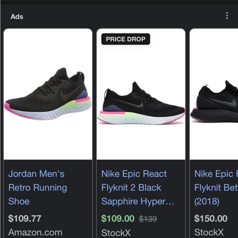 Black Nikes size W10-